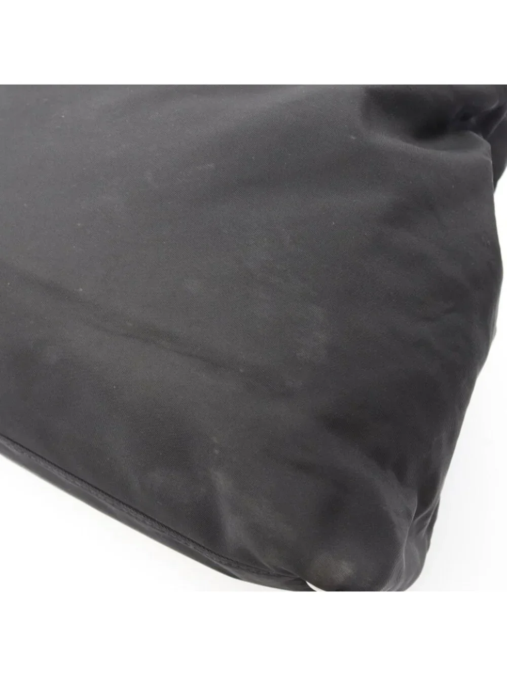 Prada Tote Triangle Logo Black Nylon Saffiano Leather